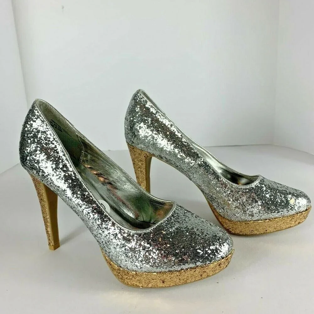 Silver‎ Gold Pumps Stripper Platforms Stilettos